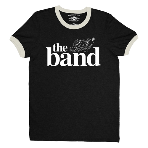 The Band Flying Logo Ringer T-Shirt - ringerblackcreamtrim