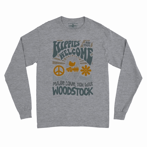 Hippies Welcome Love Woodstock Long Sleeve T-Shirt - longsleeveathleticheather