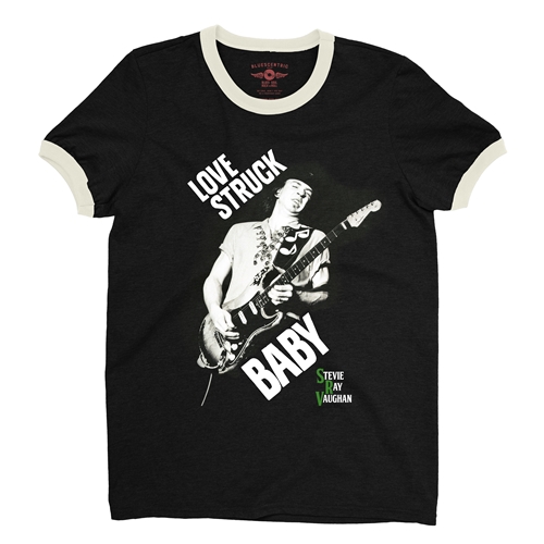 Stevie Ray Vaughan Love Struck Baby Ringer T-Shirt - ringerblackcreamtrim