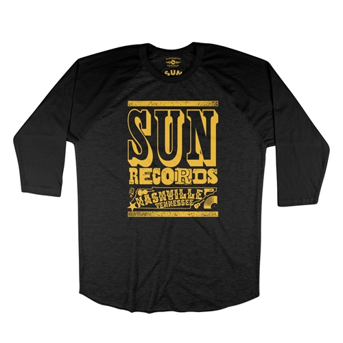 Sun Records Nashville Baseball T-Shirt - raglanblackblacksleeve