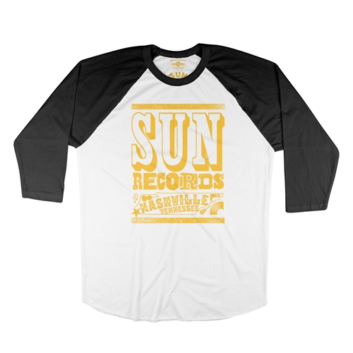 Sun Records Nashville Baseball T-Shirt - raglanwhiteblacksleeve