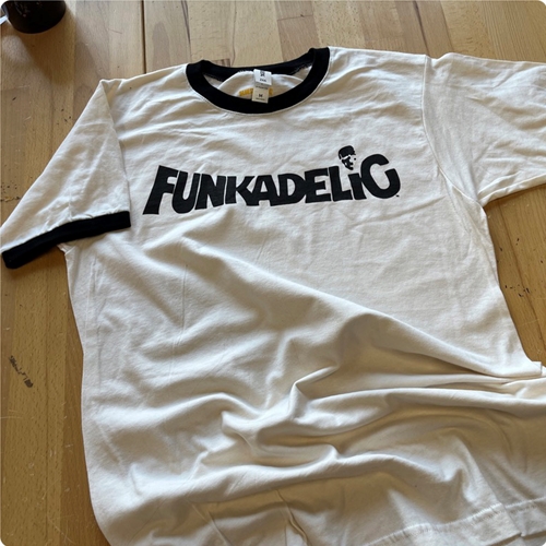 Black Funkadelic Logo Ringer T-Shirt - ringernaturalblacktrim