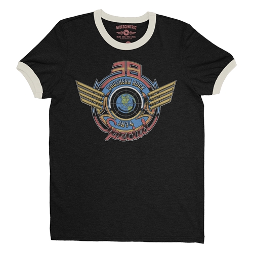 38 Special Wings Logo Ringer T-Shirt - ringerblackcreamtrim