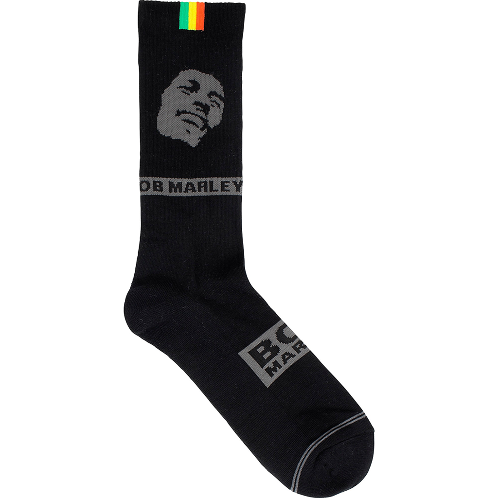 Bob Marley Silhouette Crew Knit Socks - 1 Pair, BLACK