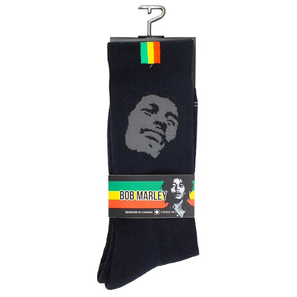 Bob Marley Silhouette Crew Knit Socks - 1 Pair, BLACK