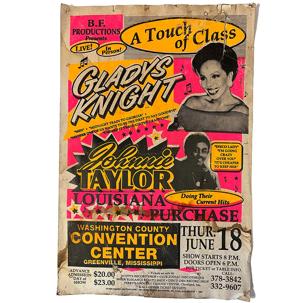 VINTAGE BLUES POSTER - Gladys Knight and Johnnie Taylor Greenville Mississippi