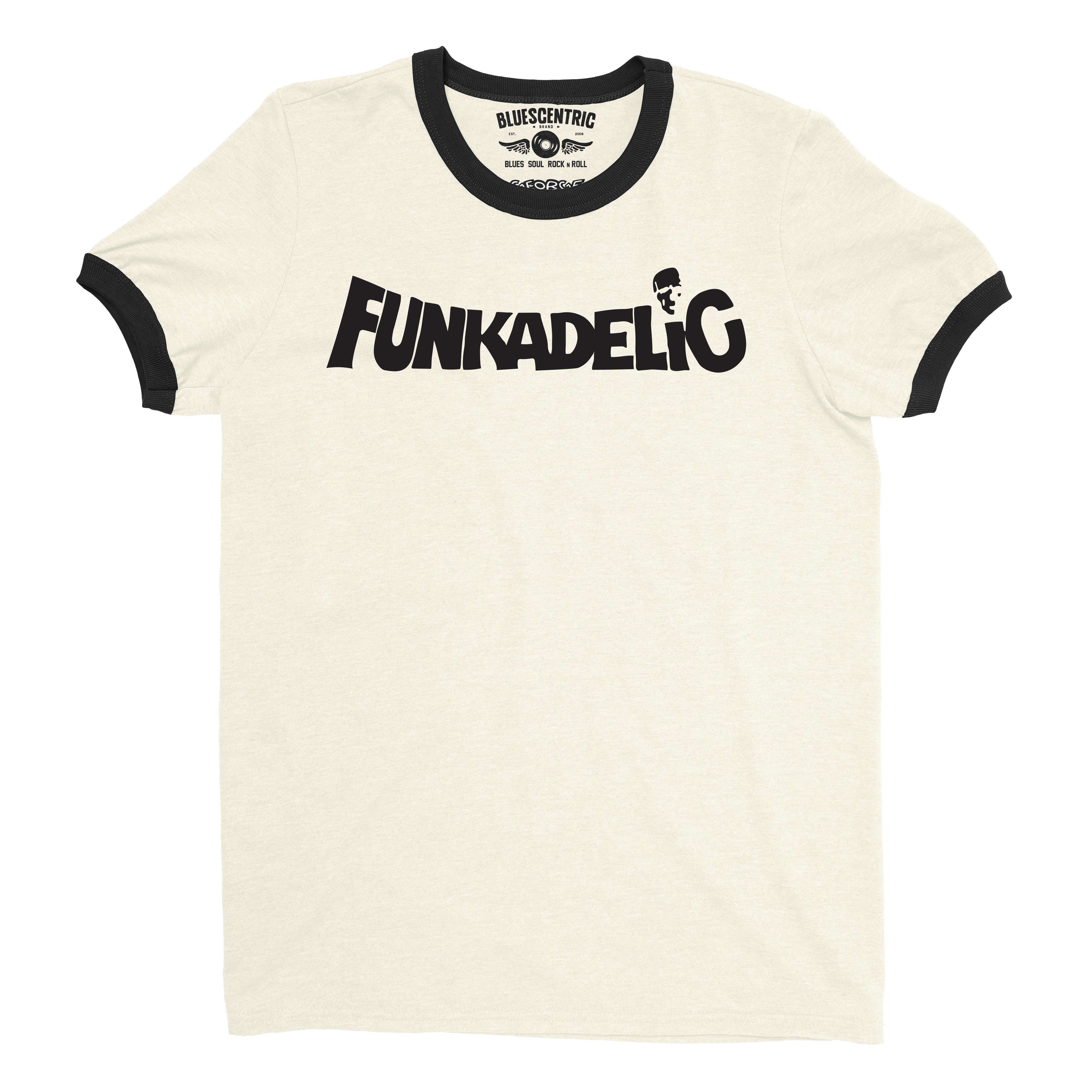 Black Funkadelic Logo Ringer T-Shirt - ringernaturalblacktrim