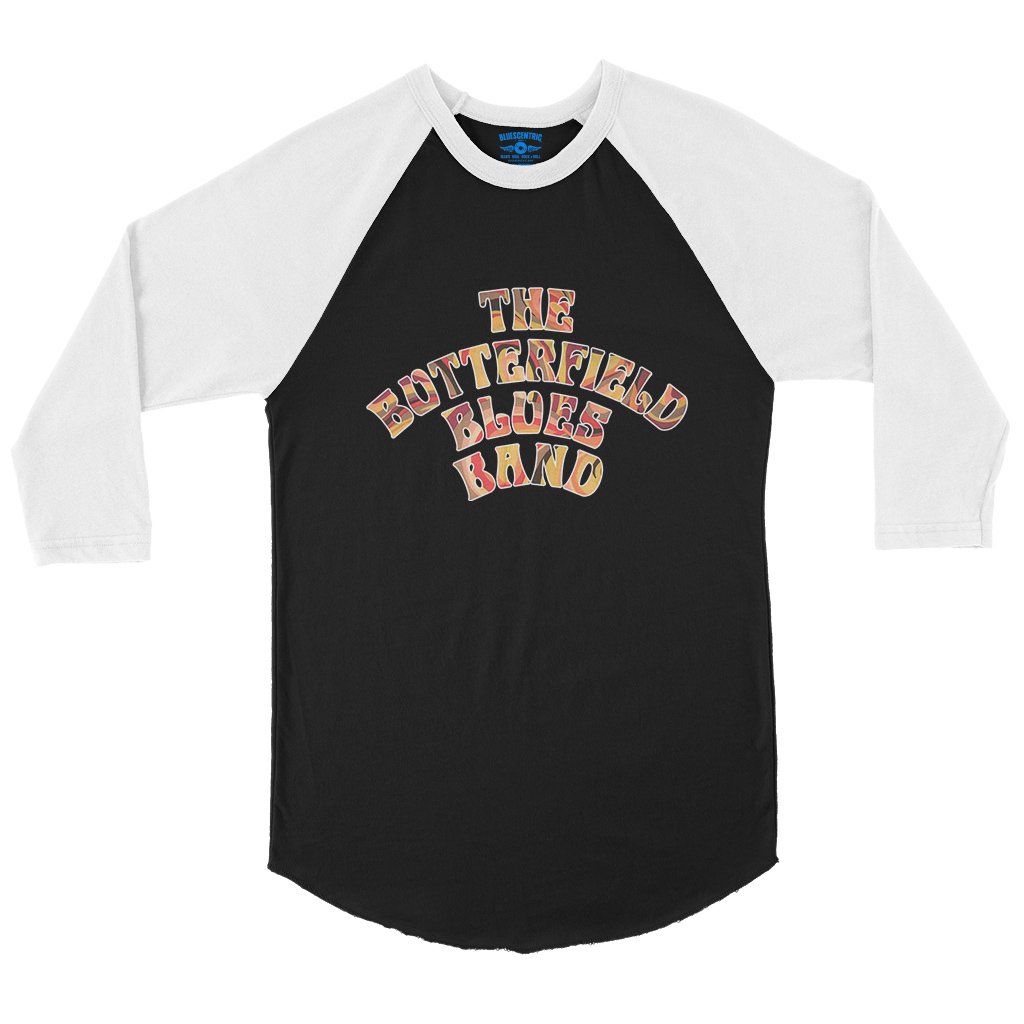 Flowery Butterfield Blues Band Baseball T-Shirt in Black White
