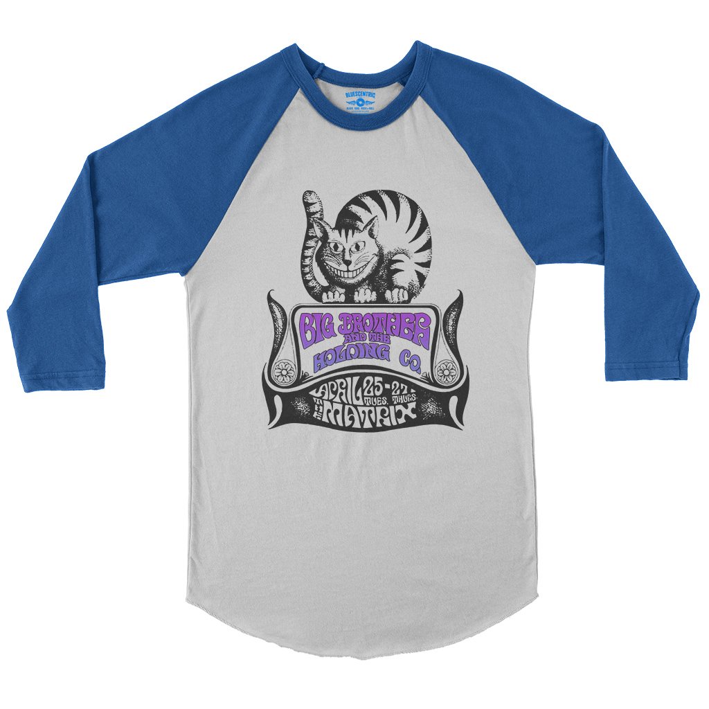 Big Brother and the Holding Company Cat Baseball T-Shirt in White True Royal