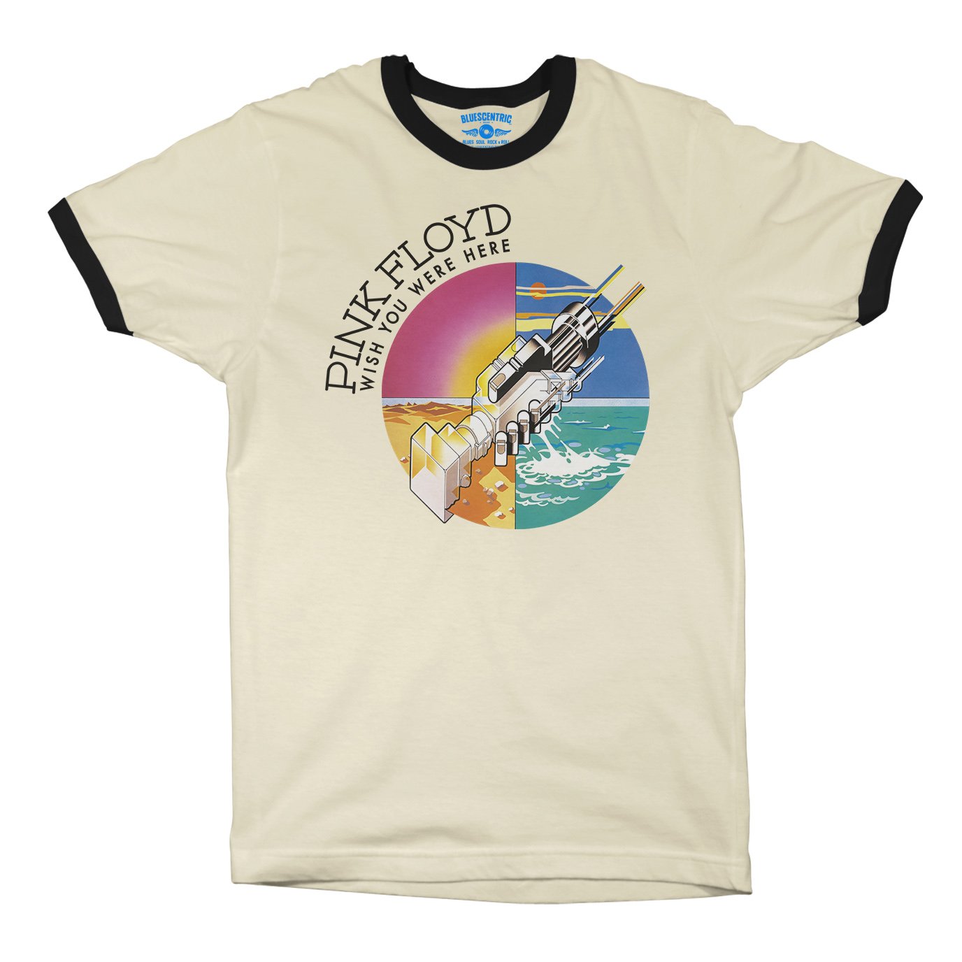 Pink Floyd Mechanical Hands Wish You Were Here Ringer T-Shirt in Natural Black