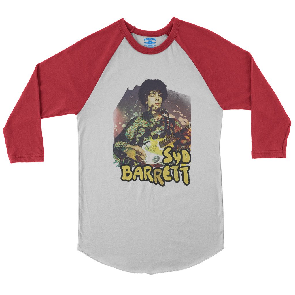 Psychedelic Syd Barrett Baseball T-Shirt in White Red