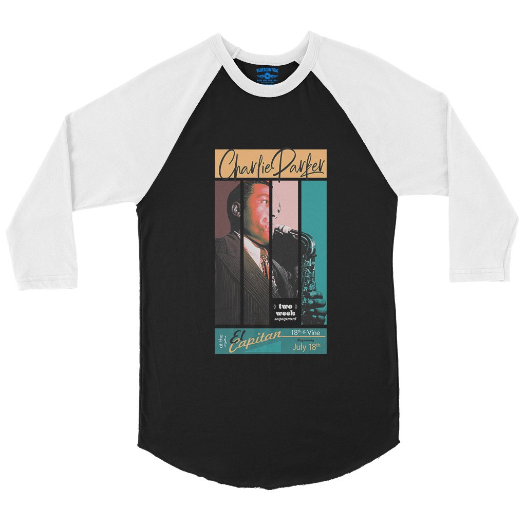 Graphic Charlie Parker 18th & Vine Baseball T-Shirt in Black White