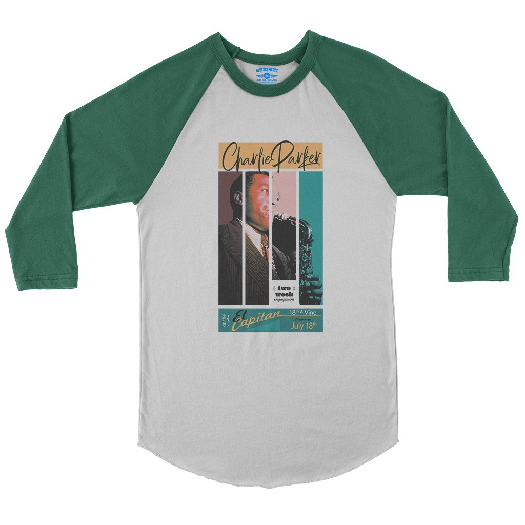 Graphic Charlie Parker 18th & Vine Baseball T-Shirt in White Kelly