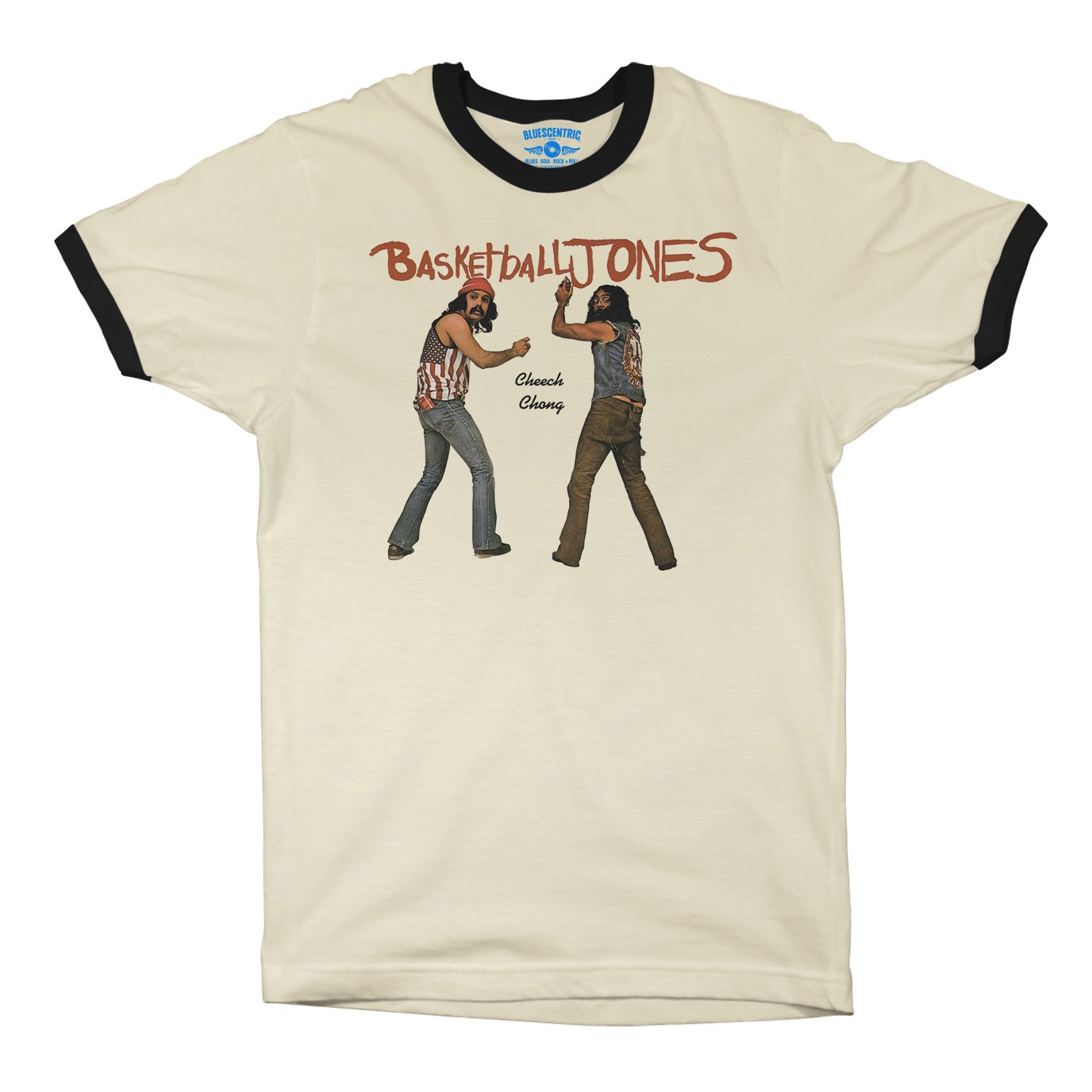 Cheech & Chong Basketball Jones Ringer T-Shirt in Natural Black