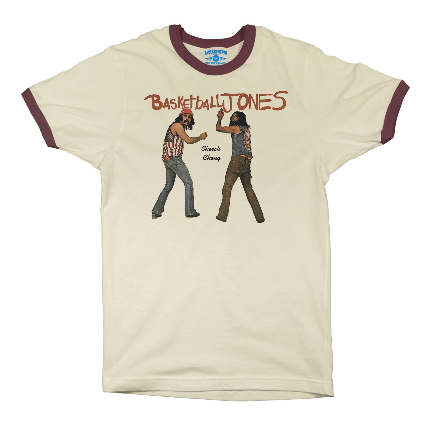 Cheech & Chong Basketball Jones Ringer T-Shirt in Natural Maroon