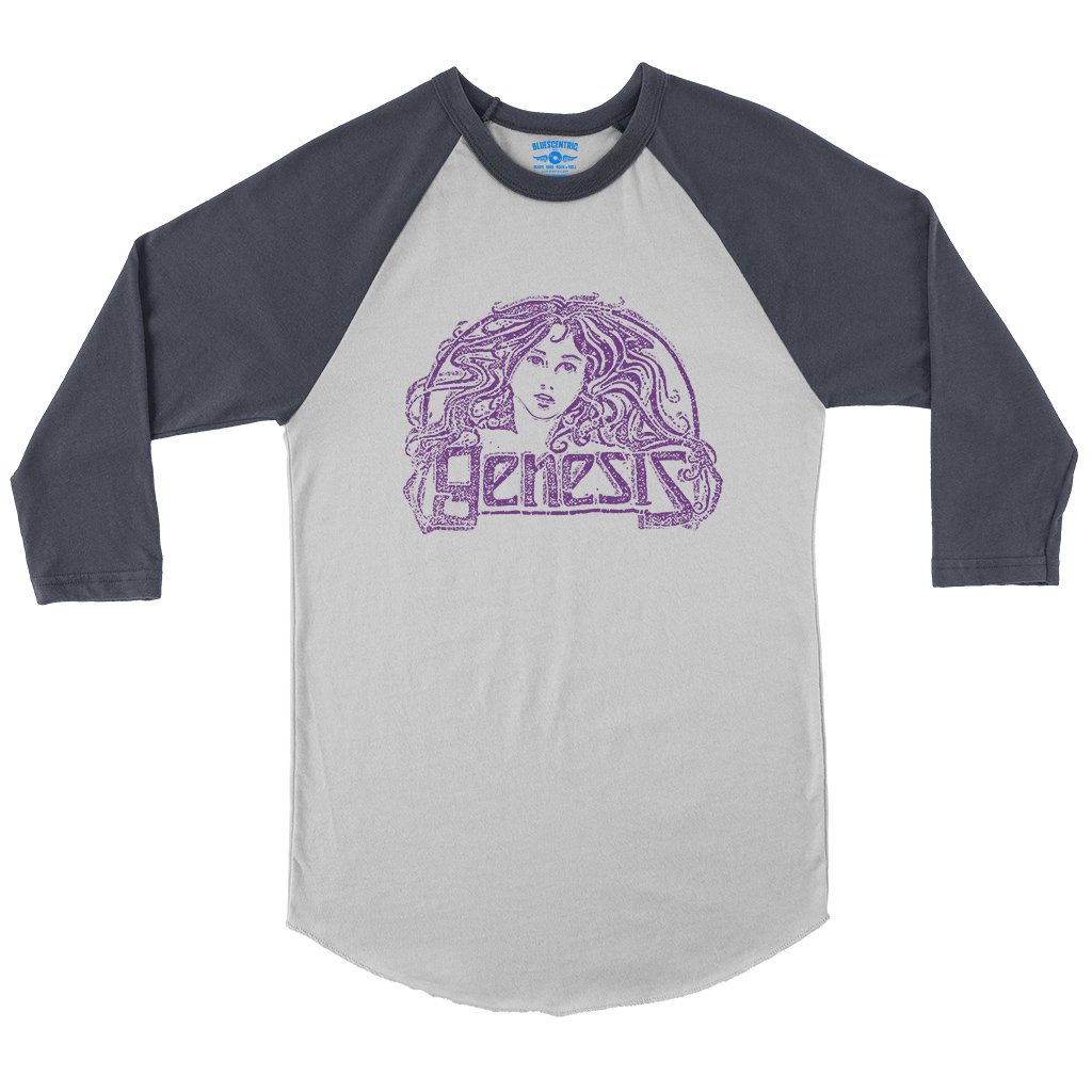 Vintage Genesis Hair Logo Tee Baseball T-Shirt in White Navy
