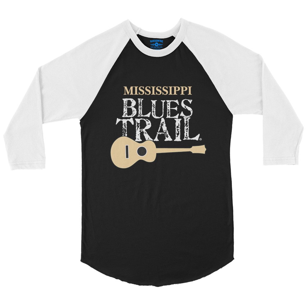 Mississippi Blues Trail Baseball T-Shirt in Black White