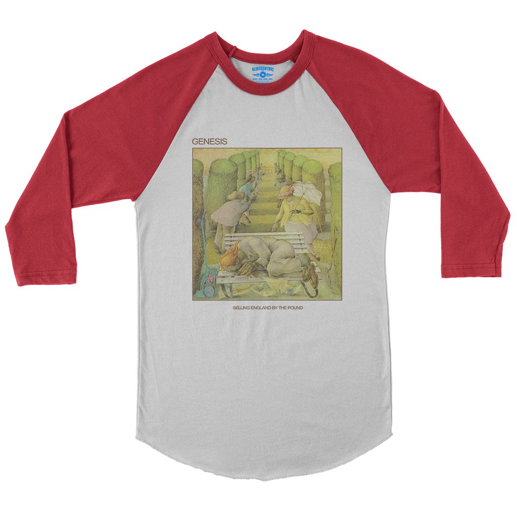 Genesis Selling England By The Pound Album Baseball T-Shirt in White Red