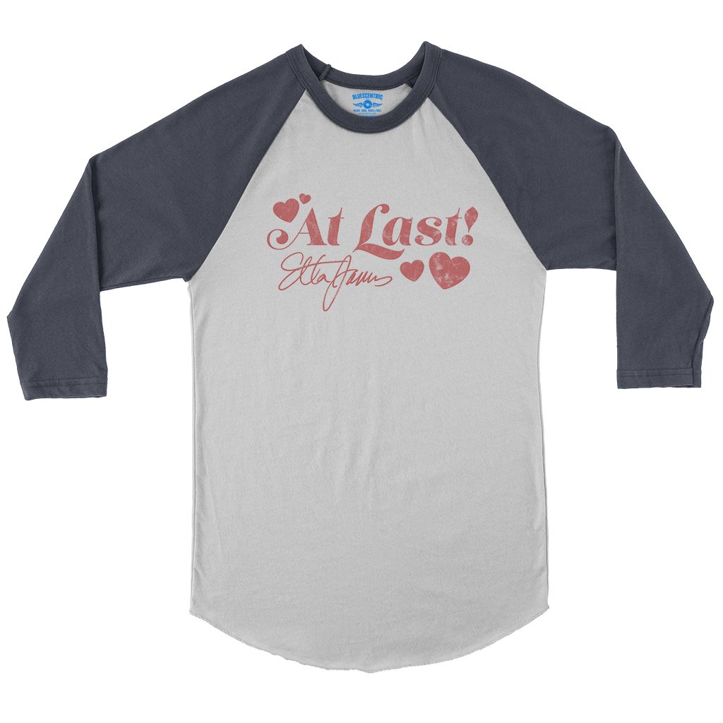 Etta James Red Heart Baseball T-Shirt in White Navy