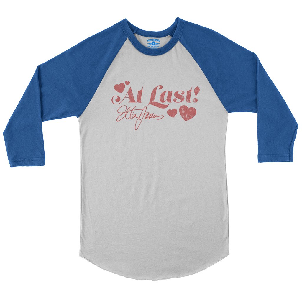 Etta James Red Heart Baseball T-Shirt in White True Royal