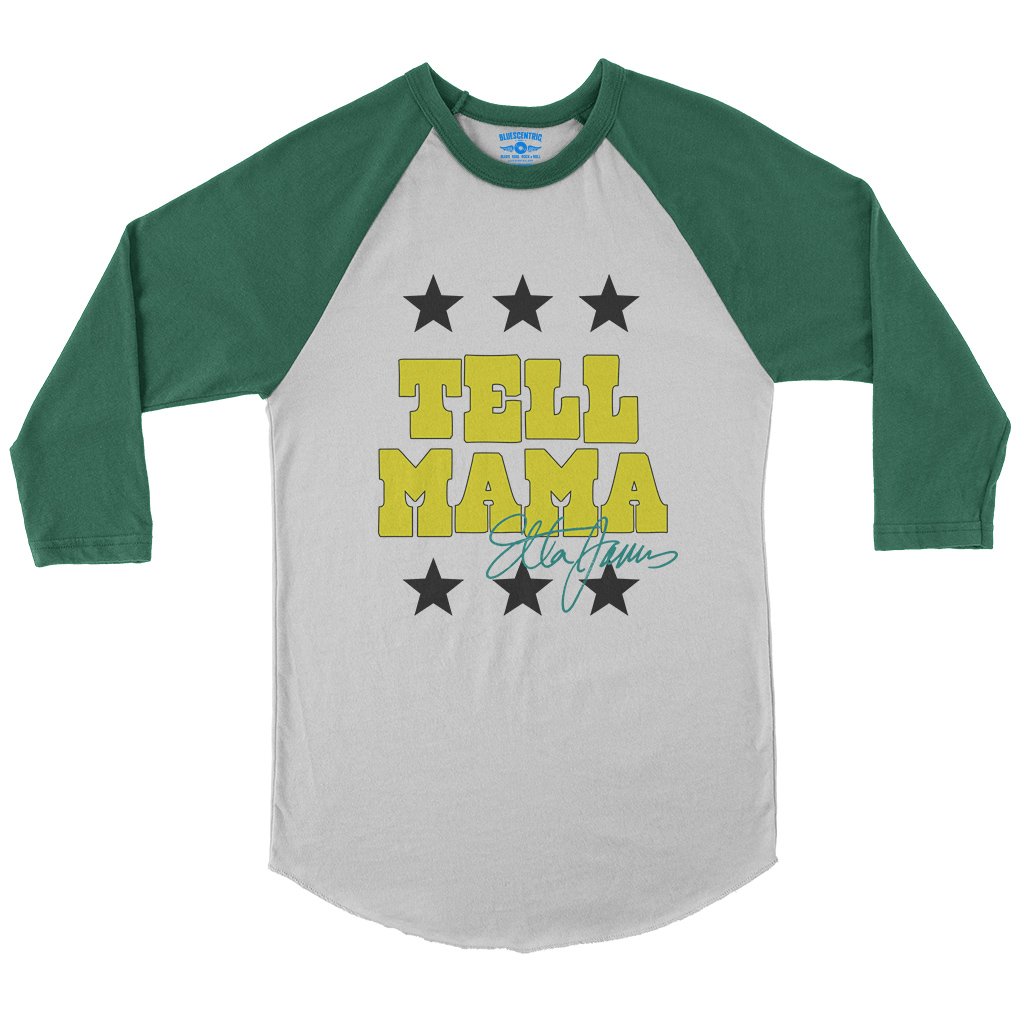 Etta James Tell Mama Signature Baseball T-Shirt in White Kelly