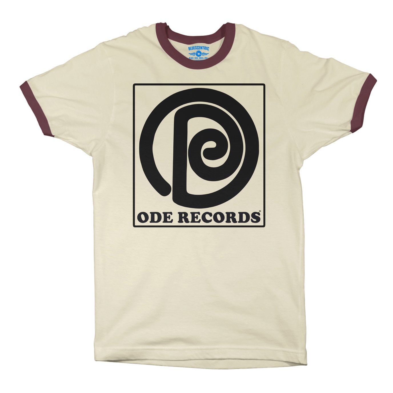 Ode Records Ringer T-Shirt in Natural Maroon