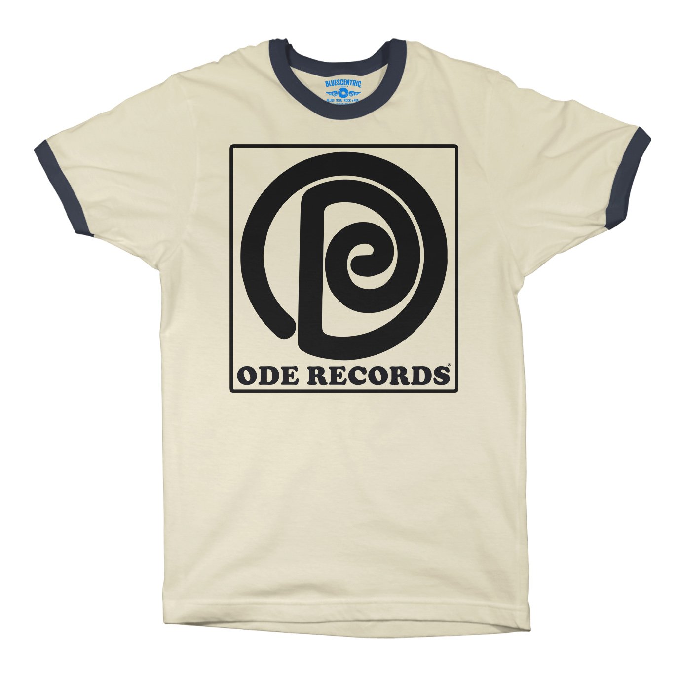 Ode Records Ringer T-Shirt in Natural Midnight Navy