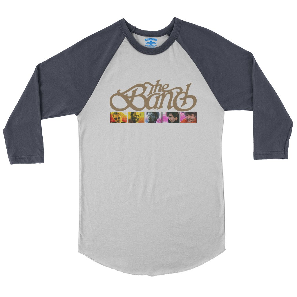 The Band Color Landy Photo Baseball T-Shirt in White Navy