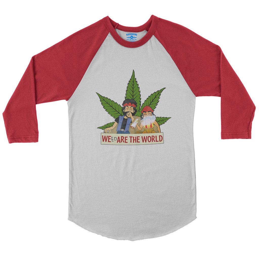 Animated Cheech & Chong Weed Are The World Baseball T-Shirt in default