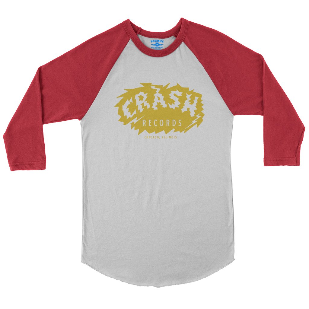 Crash Records Logo Baseball T-Shirt in White Red
