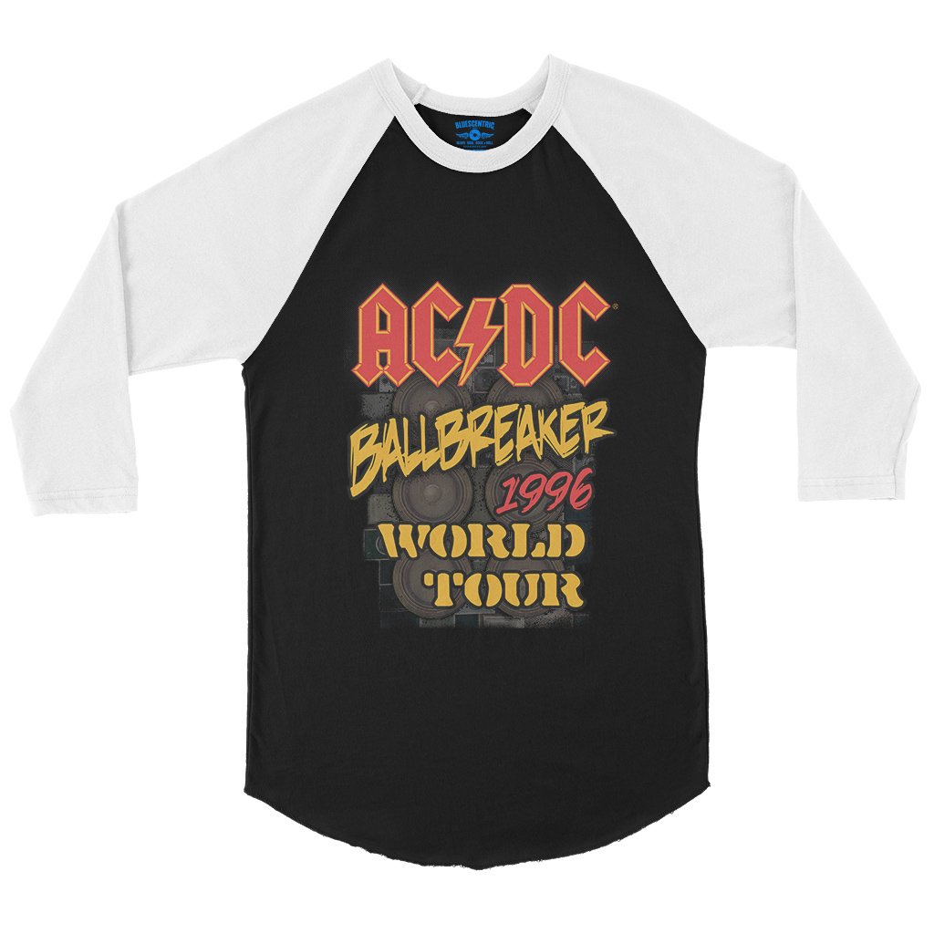 AC/DC Ballbreaker World Tour Baseball T-Shirt in Black White
