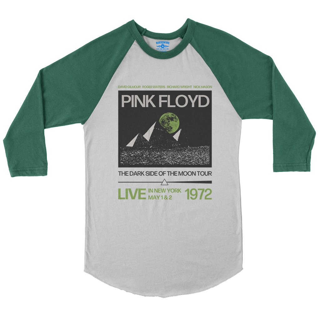 Pink Floyd 1972 Tour Baseball T-Shirt in White Kelly
