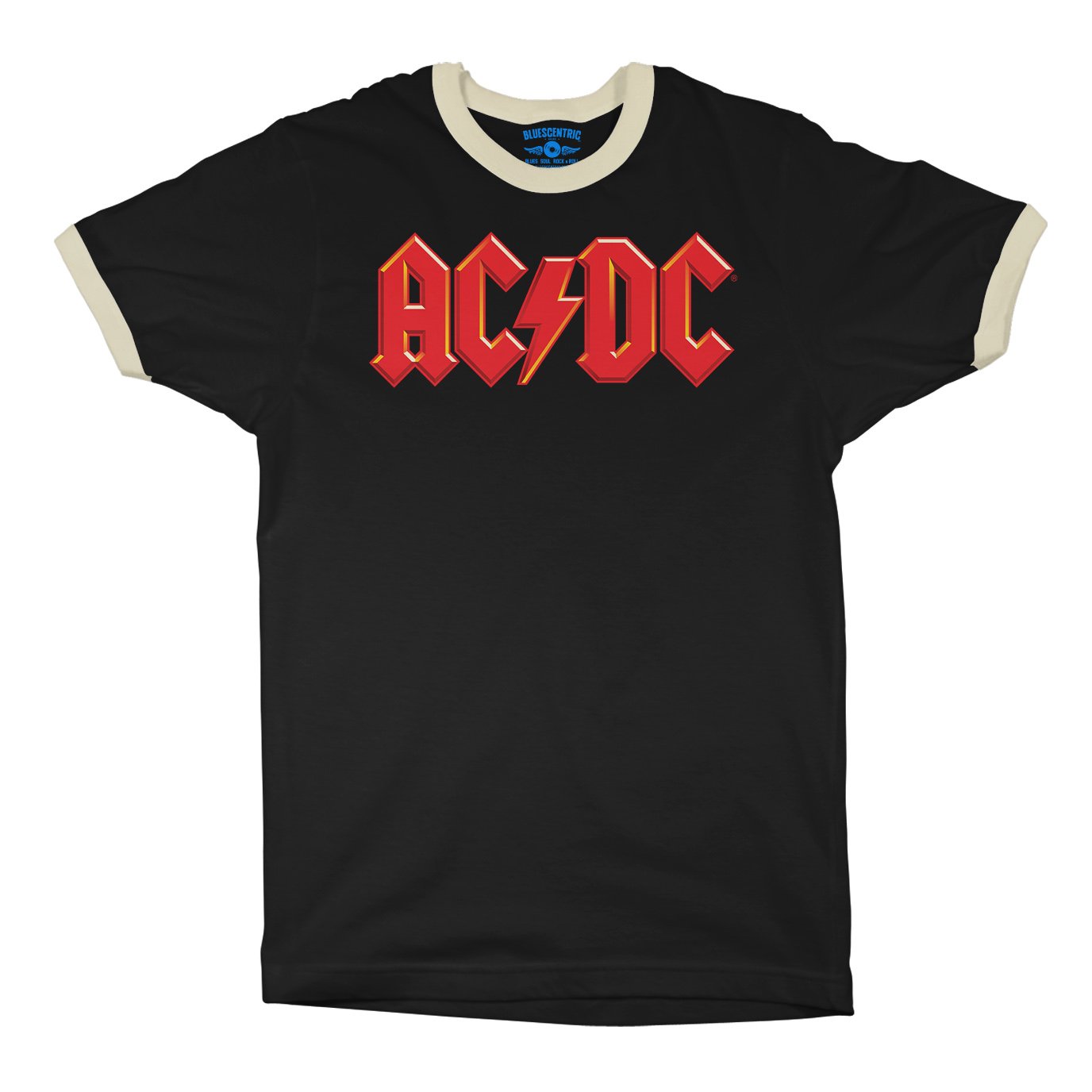Red AC/DC Logo Ringer T-Shirt in Black Natural