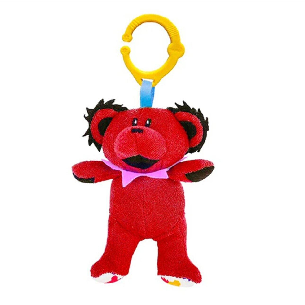 Red Grateful Dead Dancing Bear Soft Plush Rattle Toy