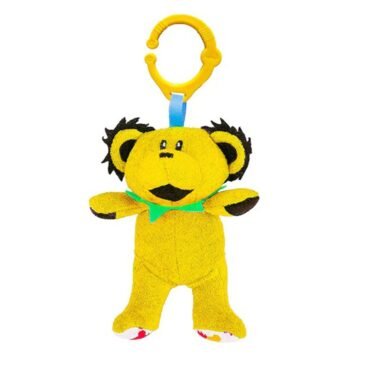 Yellow Grateful Dead Dancing Bear Soft Plush Rattle Toy
