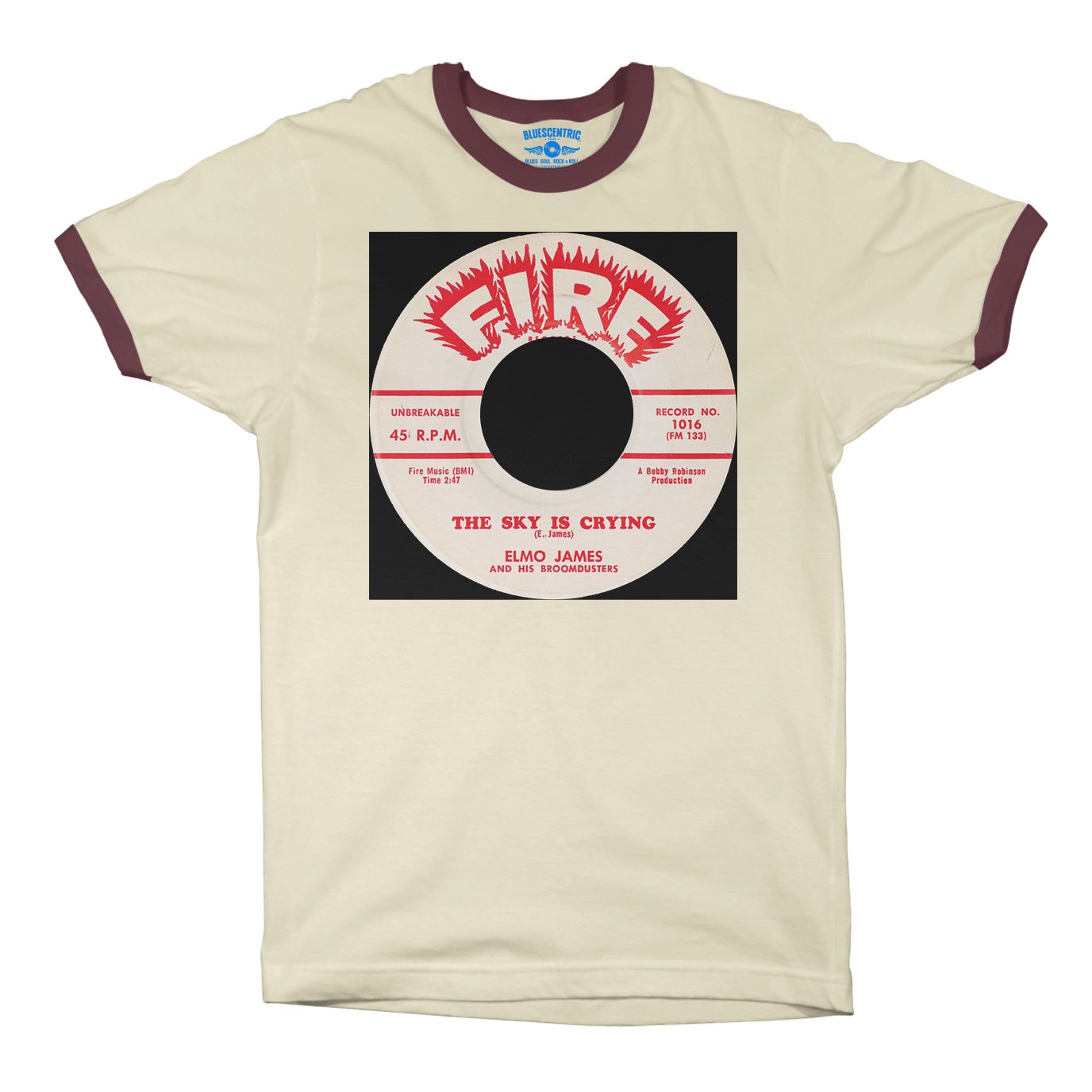 The Sky Is Crying Ringer T-Shirt in Natural Maroon