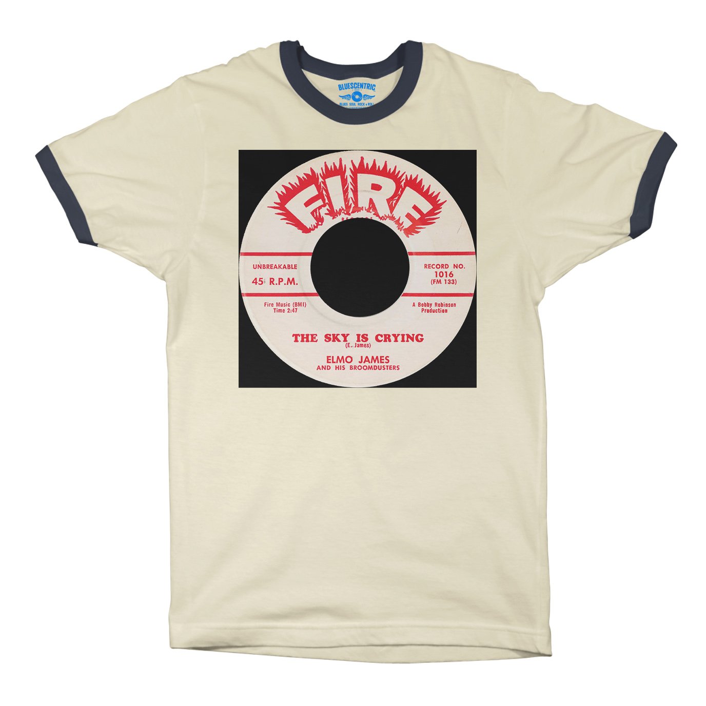 The Sky Is Crying Ringer T-Shirt in Natural Midnight Navy