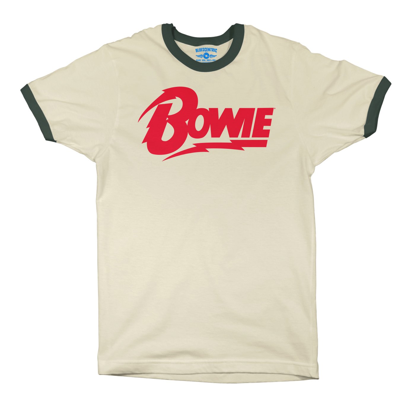 Red David Bowie Diamond Logo Ringer T-Shirt in Natural Forest Green