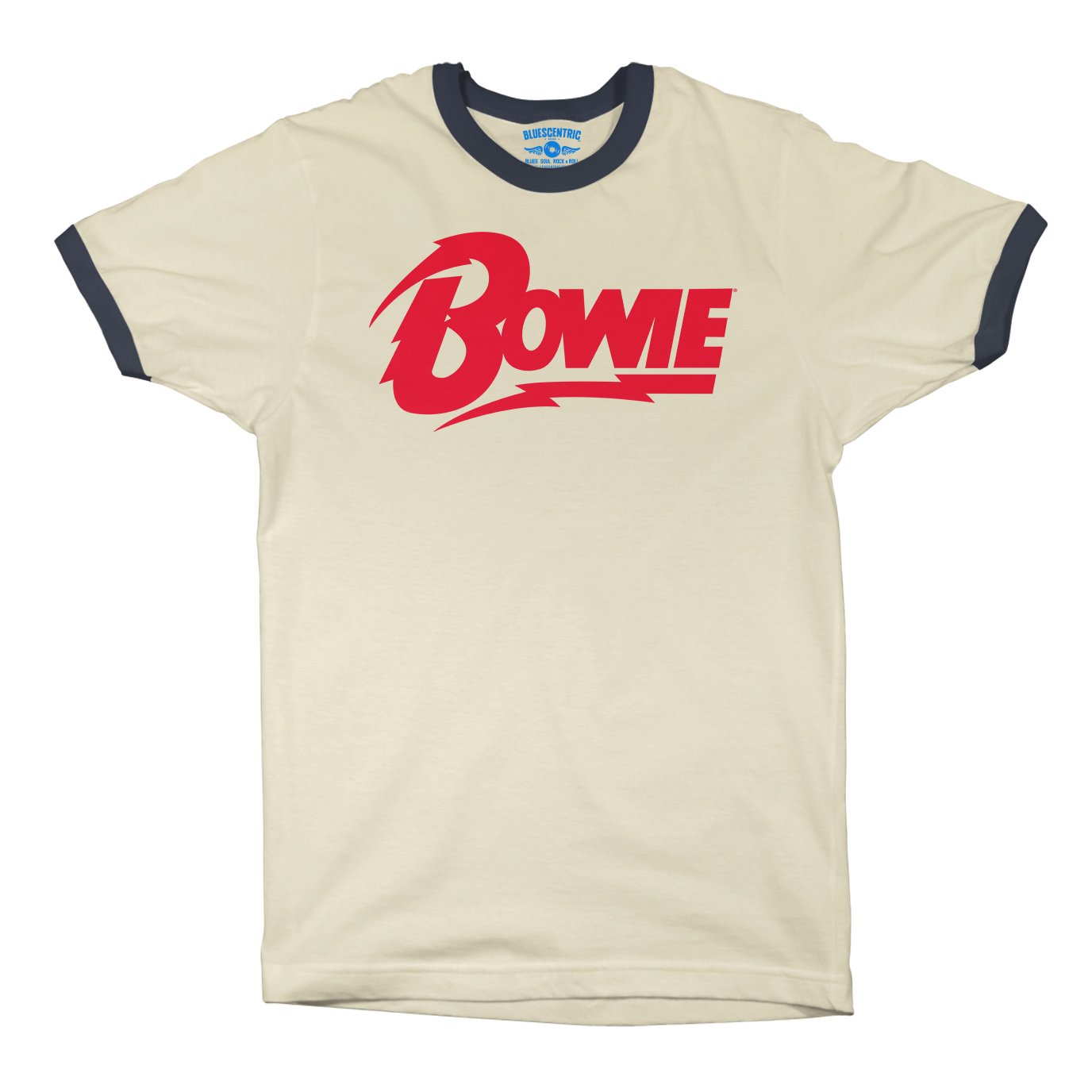 Red David Bowie Diamond Logo Ringer T-Shirt in Natural Midnight Navy