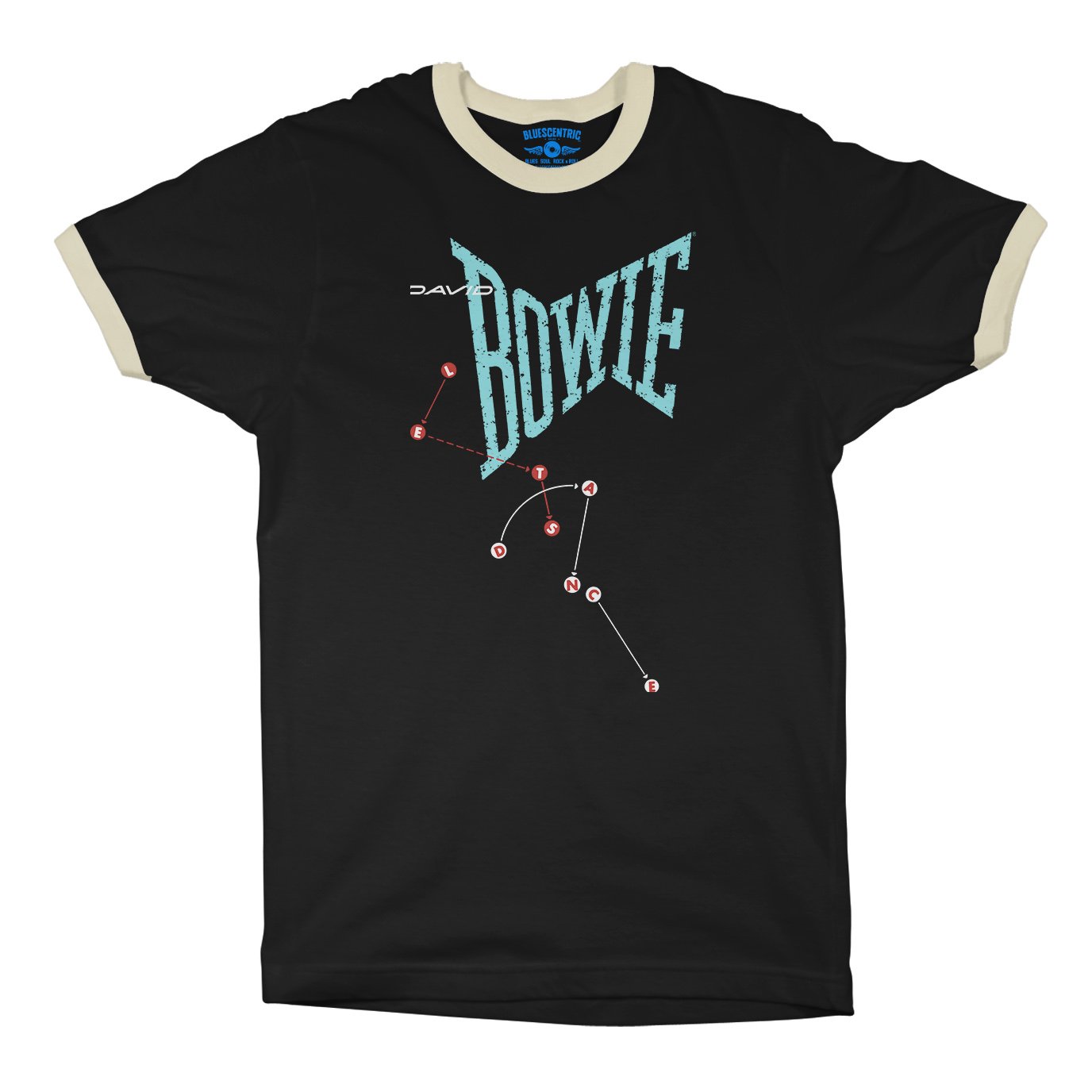 David Bowie Let’s Dance Ringer T-Shirt in Black Natural