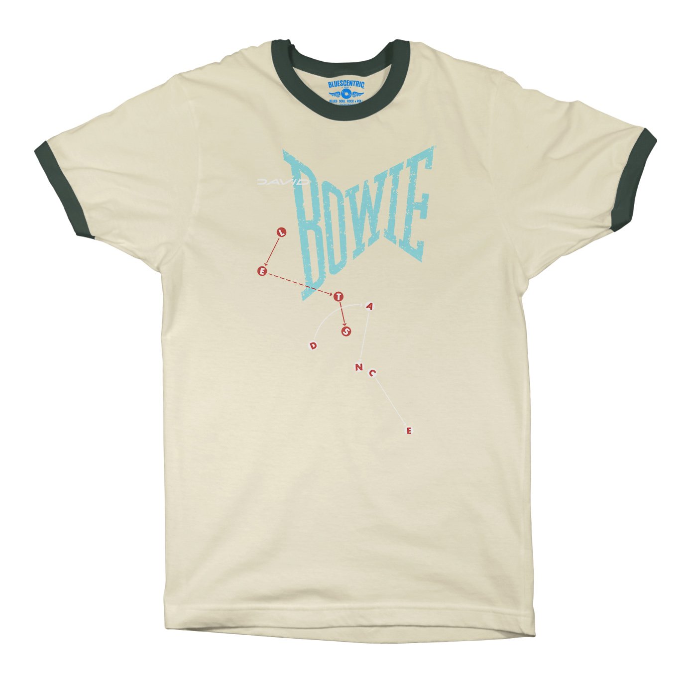 David Bowie Let’s Dance Ringer T-Shirt in Natural Forest Green
