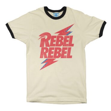 David Bowie Rebel Rebel Ringer T-Shirt in Natural Black