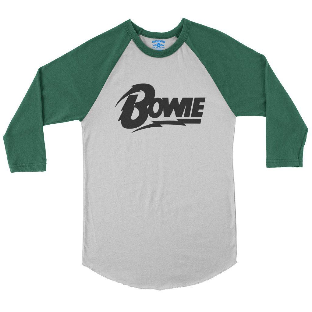 Black David Bowie Diamond Logo Baseball T-Shirt in White Kelly