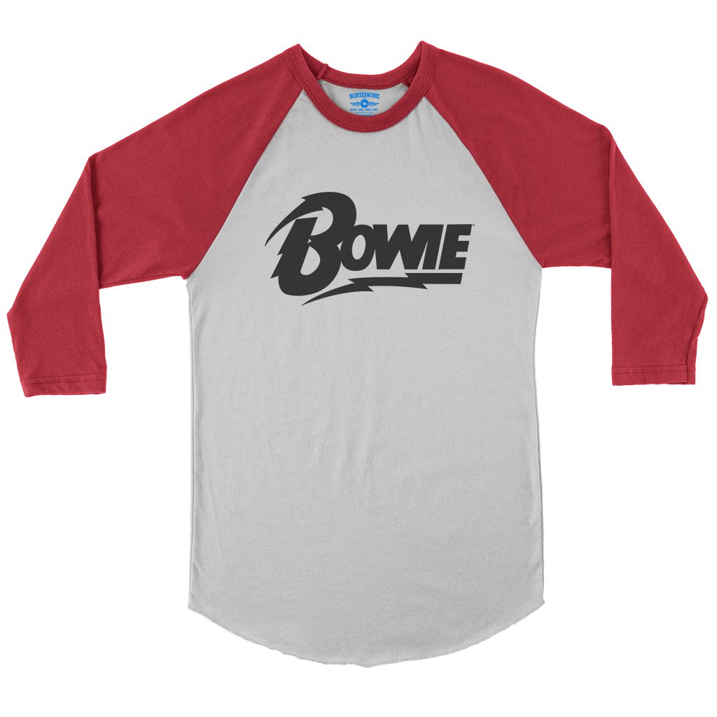 Black David Bowie Diamond Logo Baseball T-Shirt in White Red