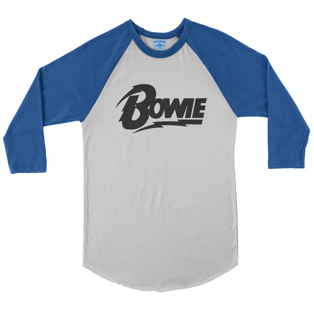 Black David Bowie Diamond Logo Baseball T-Shirt in White True Royal