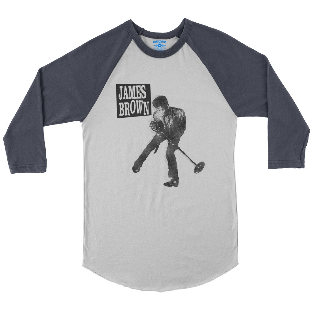 James Brown Halftone Baseball T-Shirt in White Navy