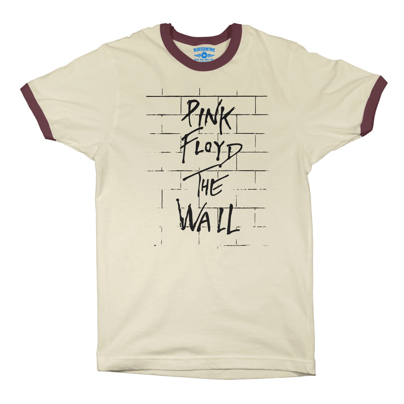 Pink Floyd The Wall Album Cover Ringer T-Shirt in Natural Maroon