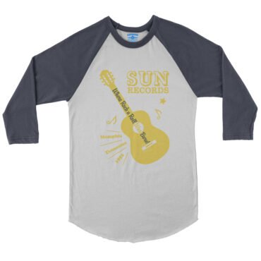 Sun Records Halftone Guitar Baseball T-Shirt in default