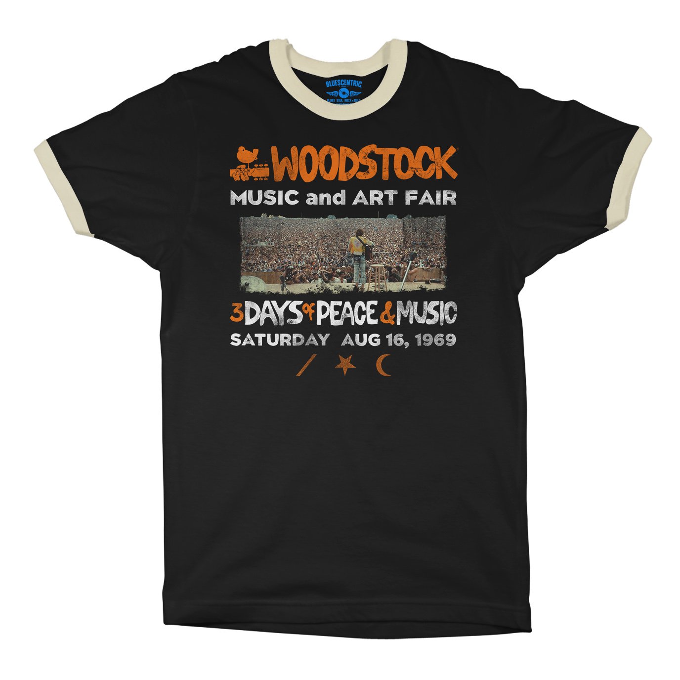 Woodstock Ticket & Symbol Shirt Ringer T-Shirt in default