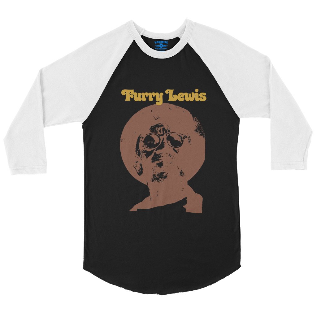 Old School Furry Lewis Baseball T-Shirt in Black White